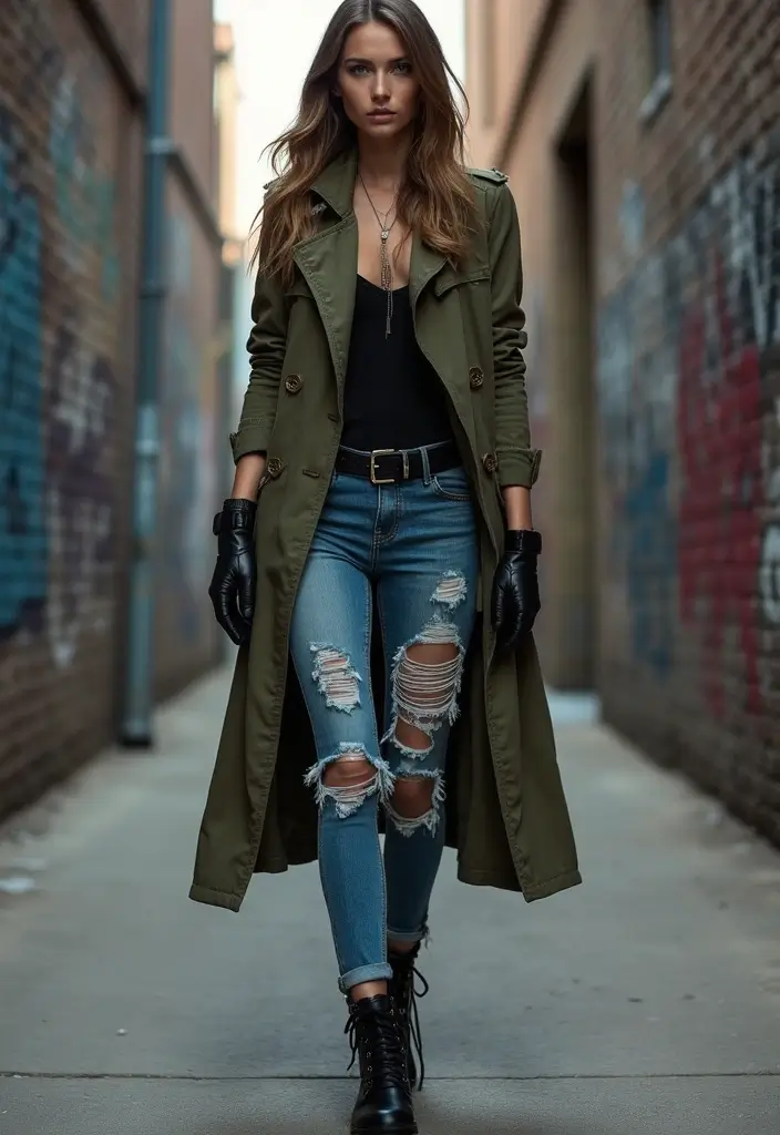 25 Must-Try Zombie Apocalypse Outfit Combos This Season - 2. Edgy Denim Meets Utility