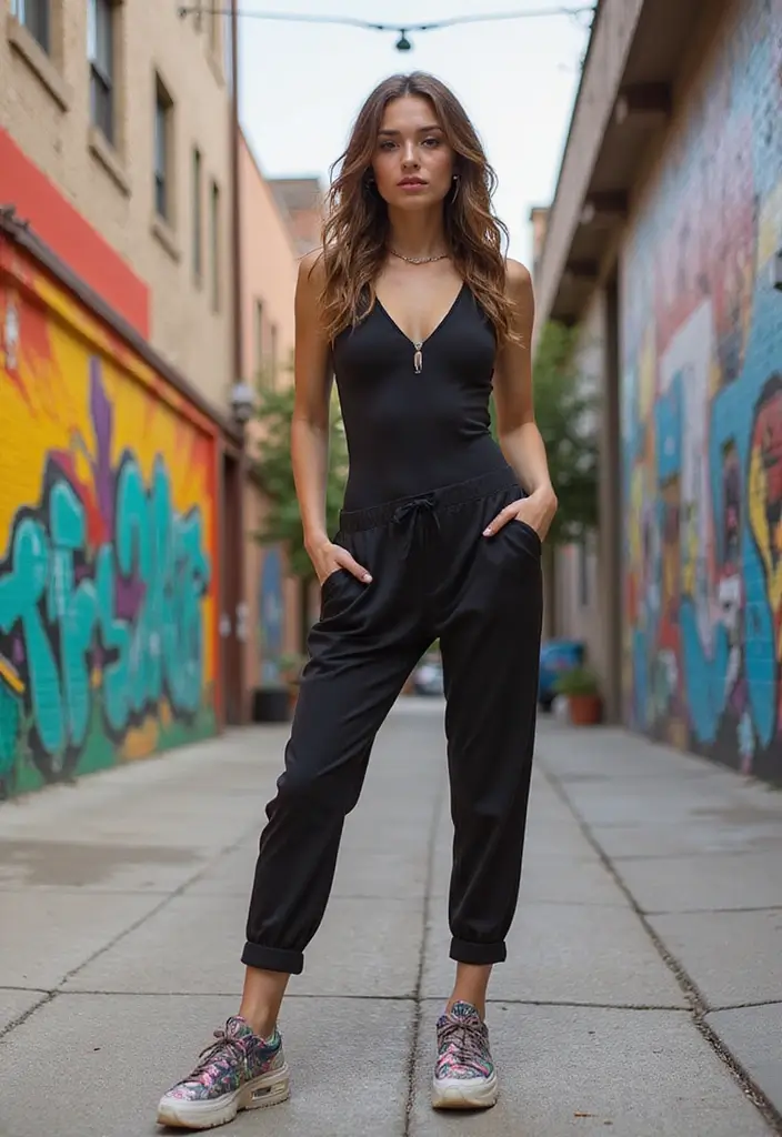 25 Outfit Formal Con Tenis Mujer Looks That Will Upgrade Your Wardrobe - 5. Jumpsuit with Fashion-Forward Sneakers
