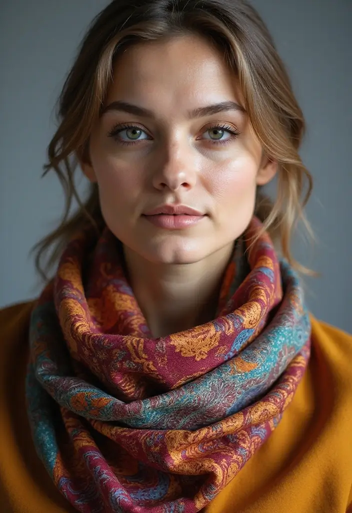 25 Winter Outfit Inspirations for Women: Sustainable Styles to Keep You Cozy - 15. Statement Scarves