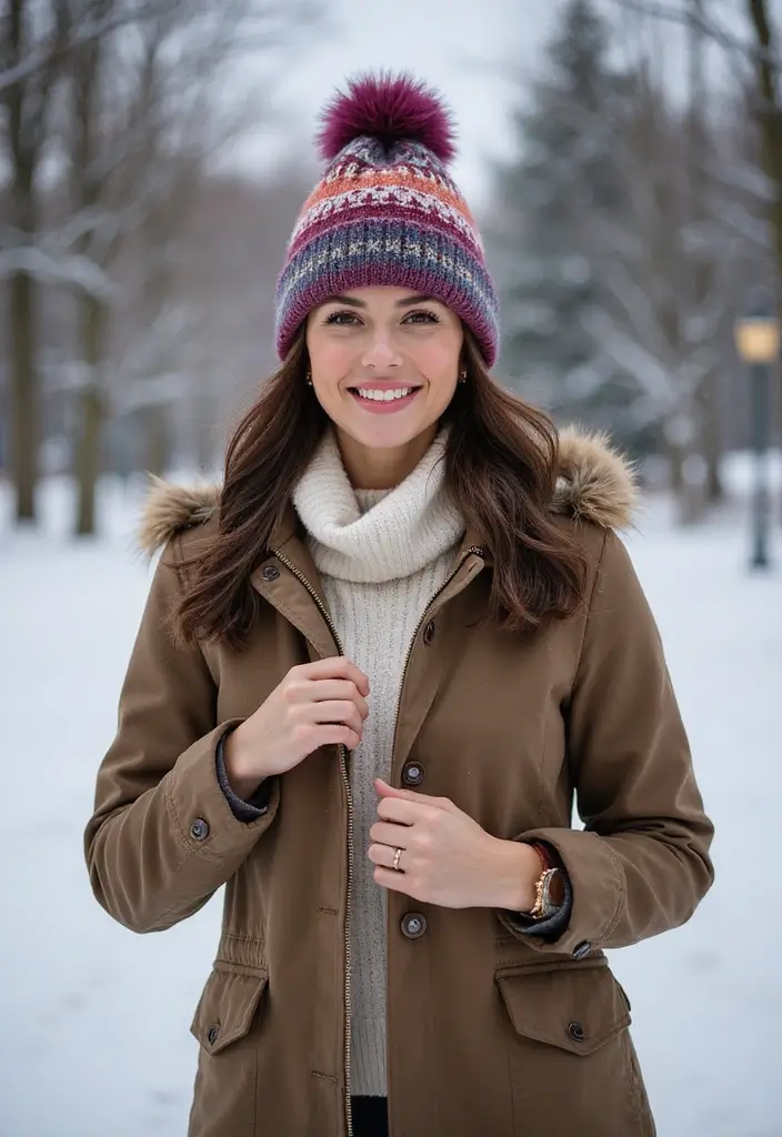 25 Winter Outfit Inspirations for Women: Sustainable Styles to Keep You Cozy - 19. Colorful Beanies