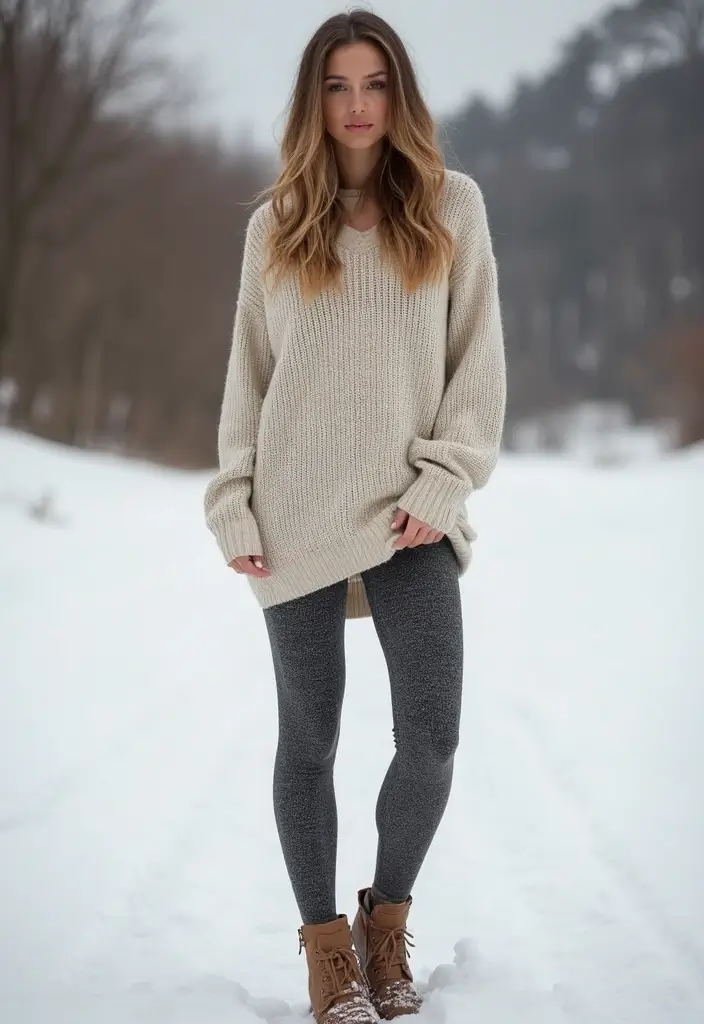 25 Winter Outfit Inspirations for Women: Sustainable Styles to Keep You Cozy - 20. Textured Leggings
