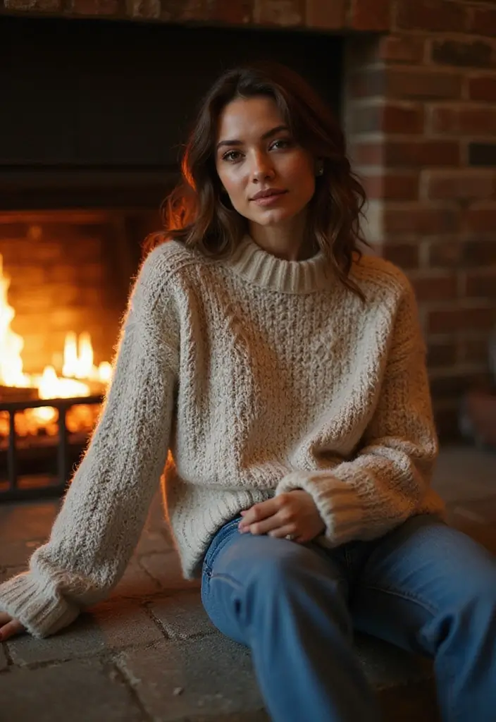25 Winter Outfit Inspirations for Women: Sustainable Styles to Keep You Cozy - 3. Chunky Knit Sweaters