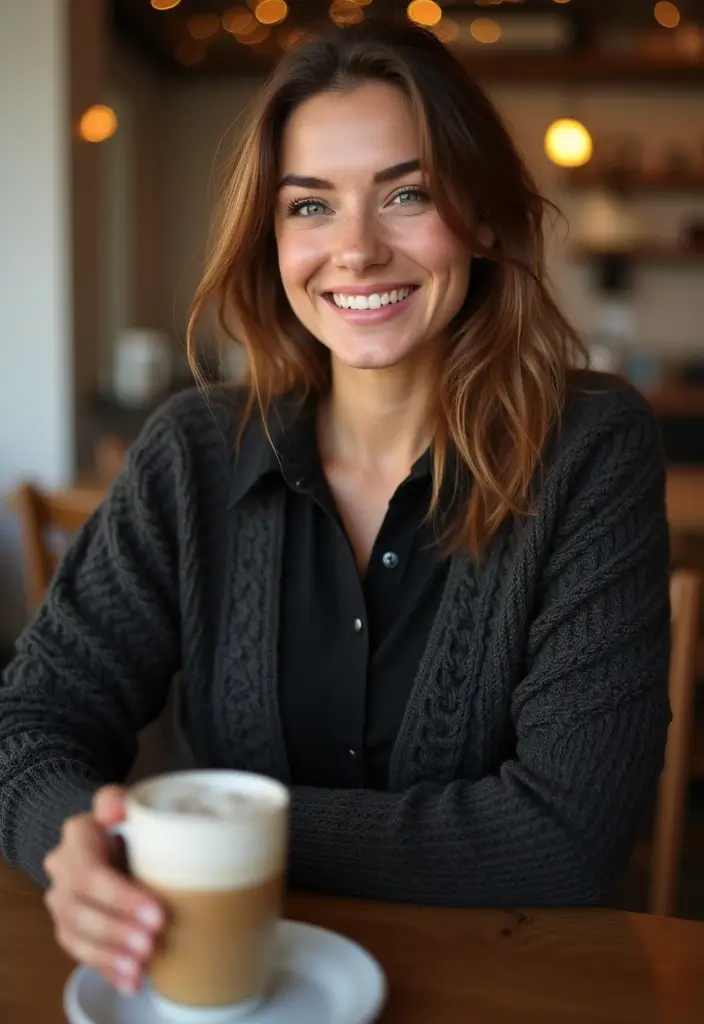 26 Black Polo Shirt Outfit Woman Looks That Will Upgrade Your Wardrobe - 13. Chic and Cozy with a Knit Sweater