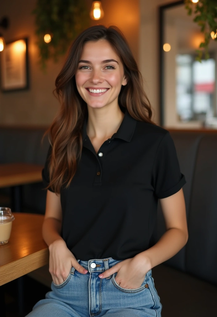 26 Black Polo Shirt Outfit Woman Looks That Will Upgrade Your Wardrobe - 15. Relaxed Fit with Baggy Jeans