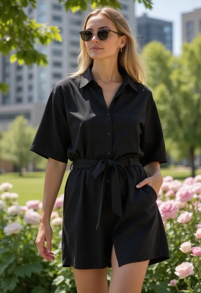26 Black Polo Shirt Outfit Woman Looks That Will Upgrade Your Wardrobe - 6. Oversized Polo as a Dress