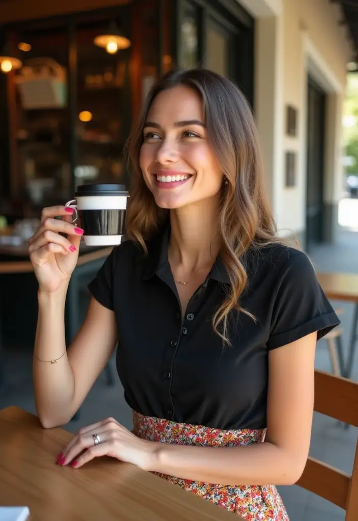 26 Black Polo Shirt Outfit Woman Looks That Will Upgrade Your Wardrobe - 8. Polo Tucked into Midi Dress