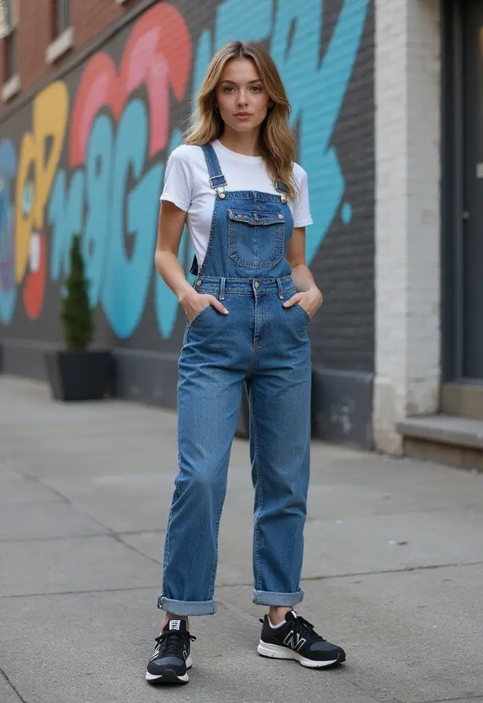 26 Chic New Balance 550 Outfits To Copy Right Now - 21. Layered Denim Look