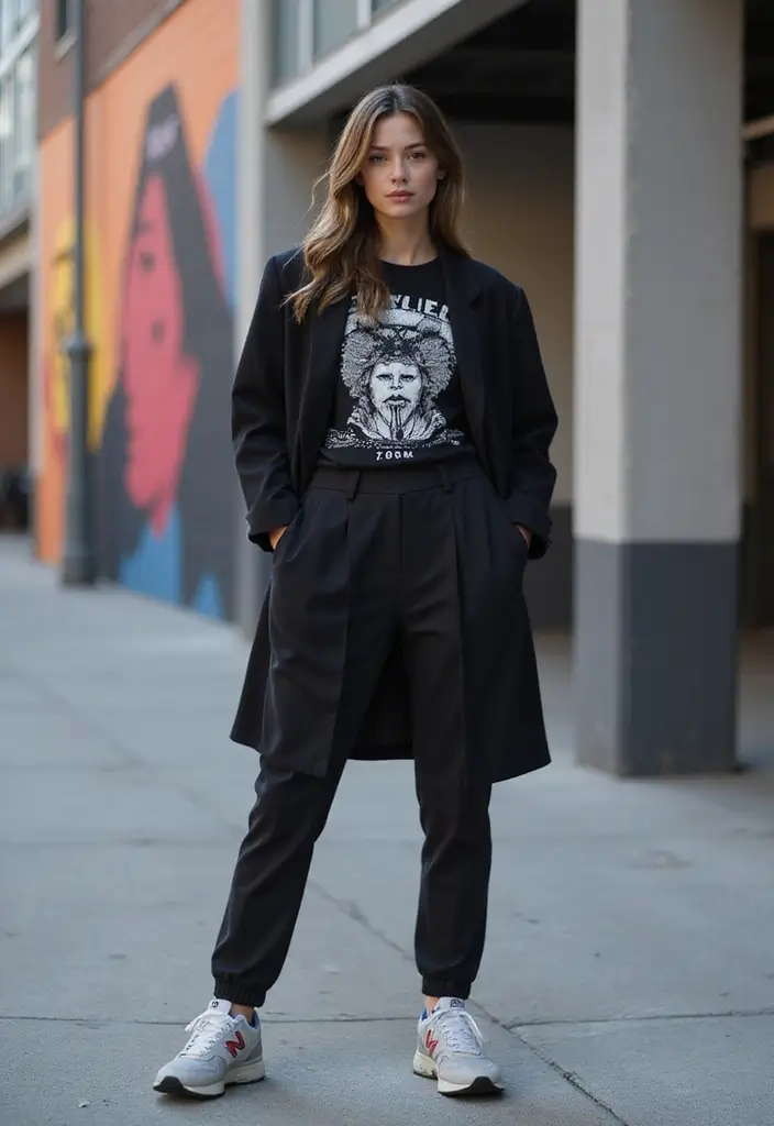 26 Chic New Balance 550 Outfits To Copy Right Now - 3. Chic Oversized Blazer