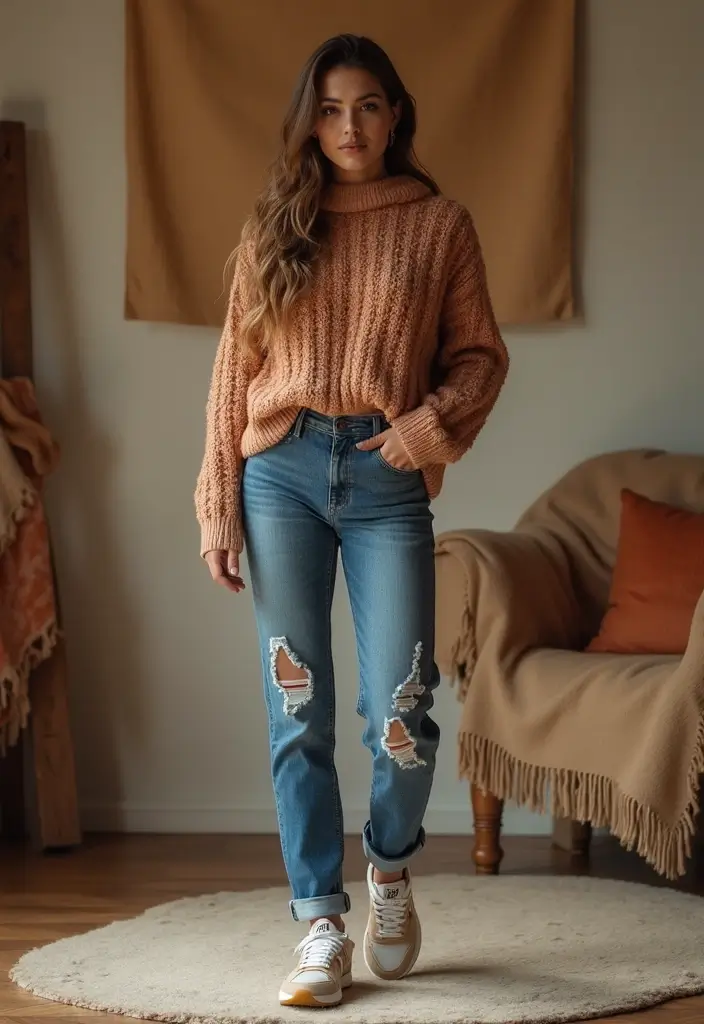 26 Chic New Balance 550 Outfits To Copy Right Now - 8. Cozy Knitwear