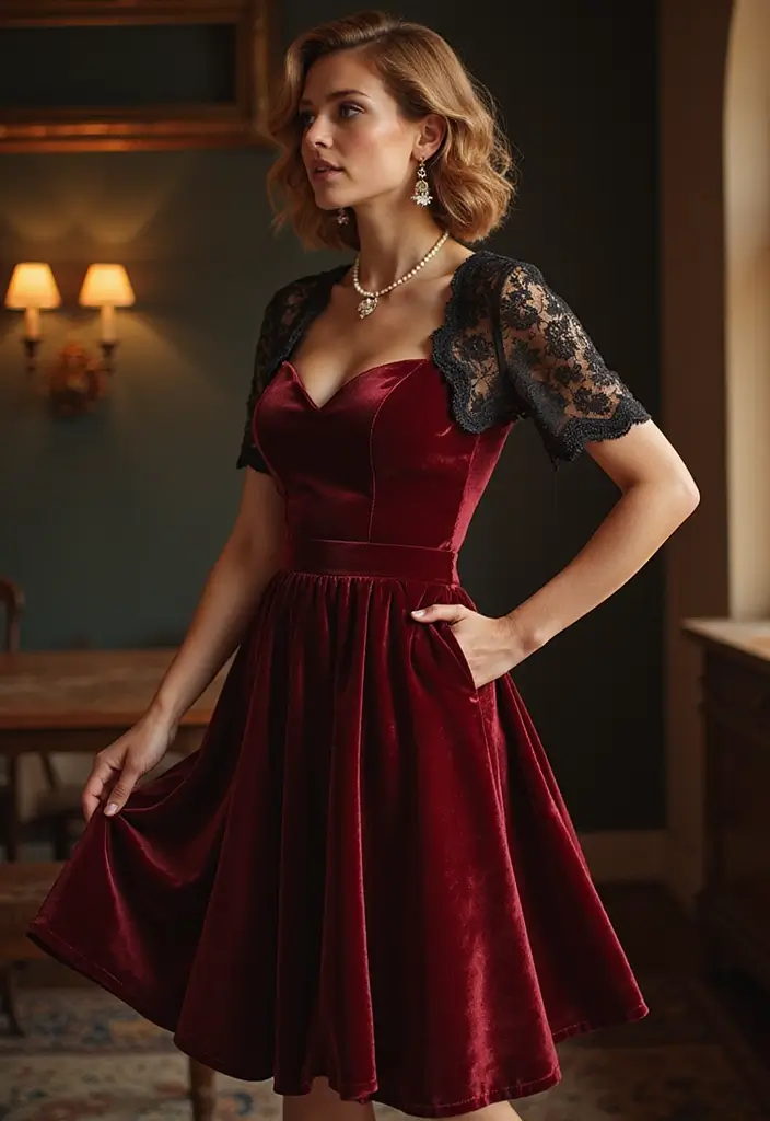 26 Must-Try Great Gatsby Outfit Combos This Season - 4. Velvet Tea-Length Dress