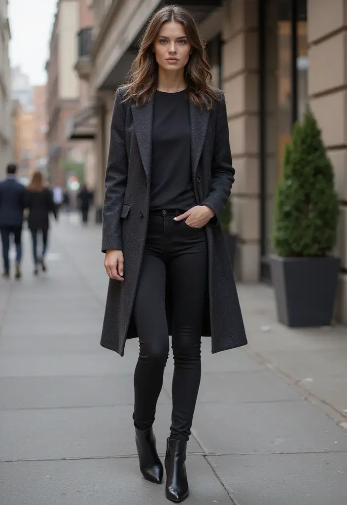 26 Trendy Outfit With Leggings To Refresh Your Closet - 17. Tailored Coats with Leggings