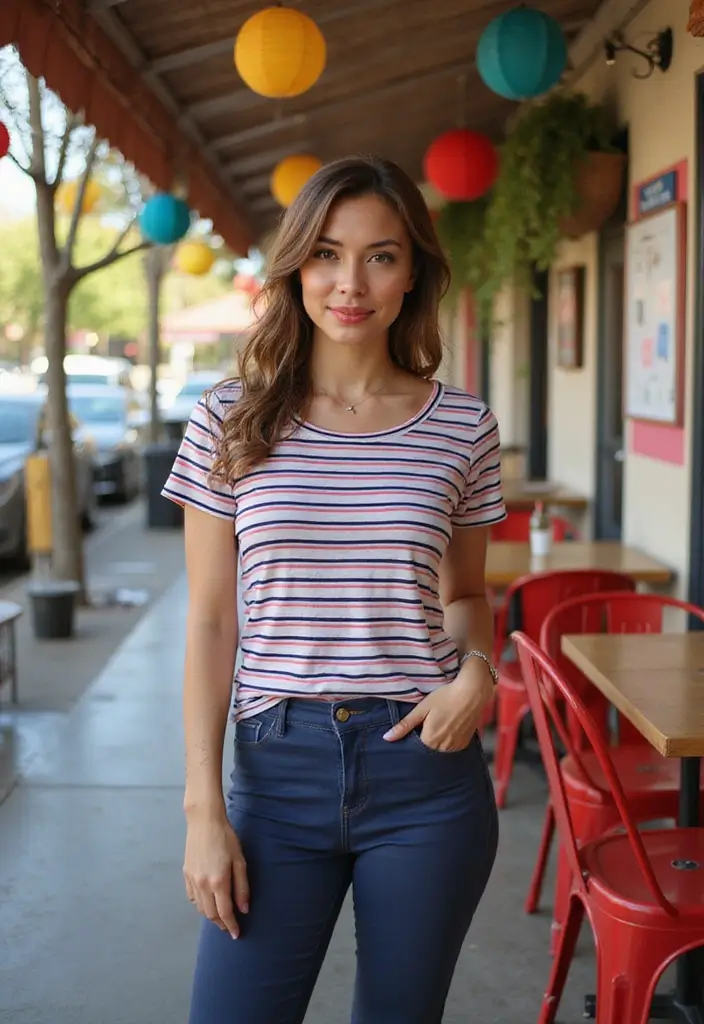 26 Trendy Outfit With Leggings To Refresh Your Closet - 25. Striped Top with Leggings