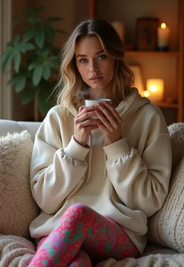 26 Trendy Outfit With Leggings To Refresh Your Closet - 6. Weekend Relaxation with a Hoodie