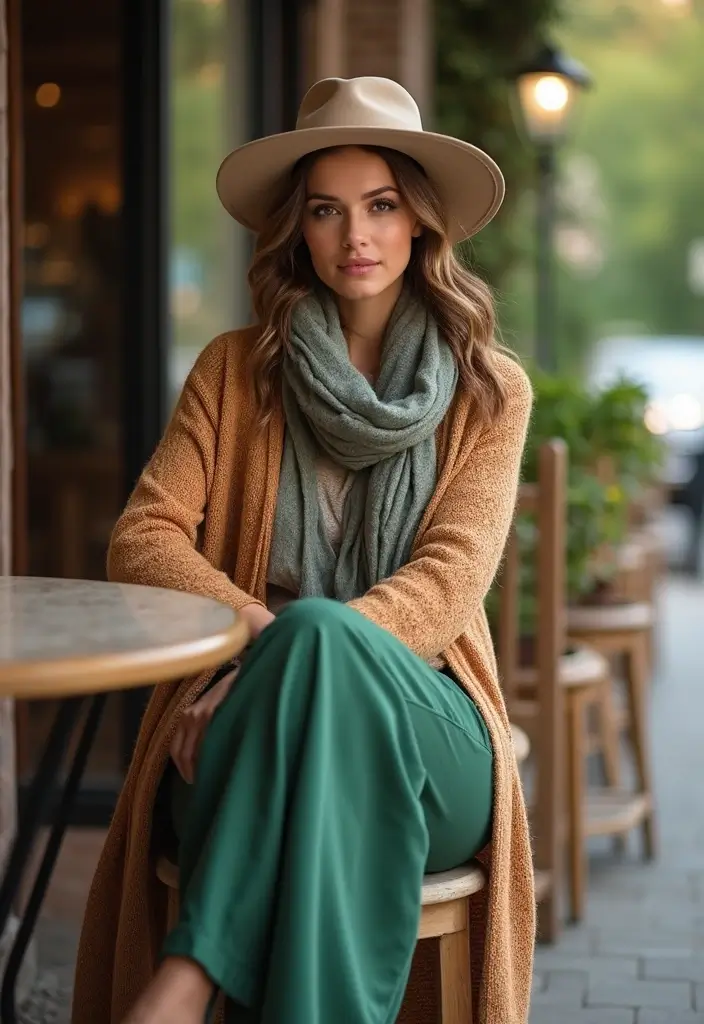 26 Trendy Pantalones Verdes Outfit Mujer To Refresh Your Closet - 11. Layer with a Long Cardigan