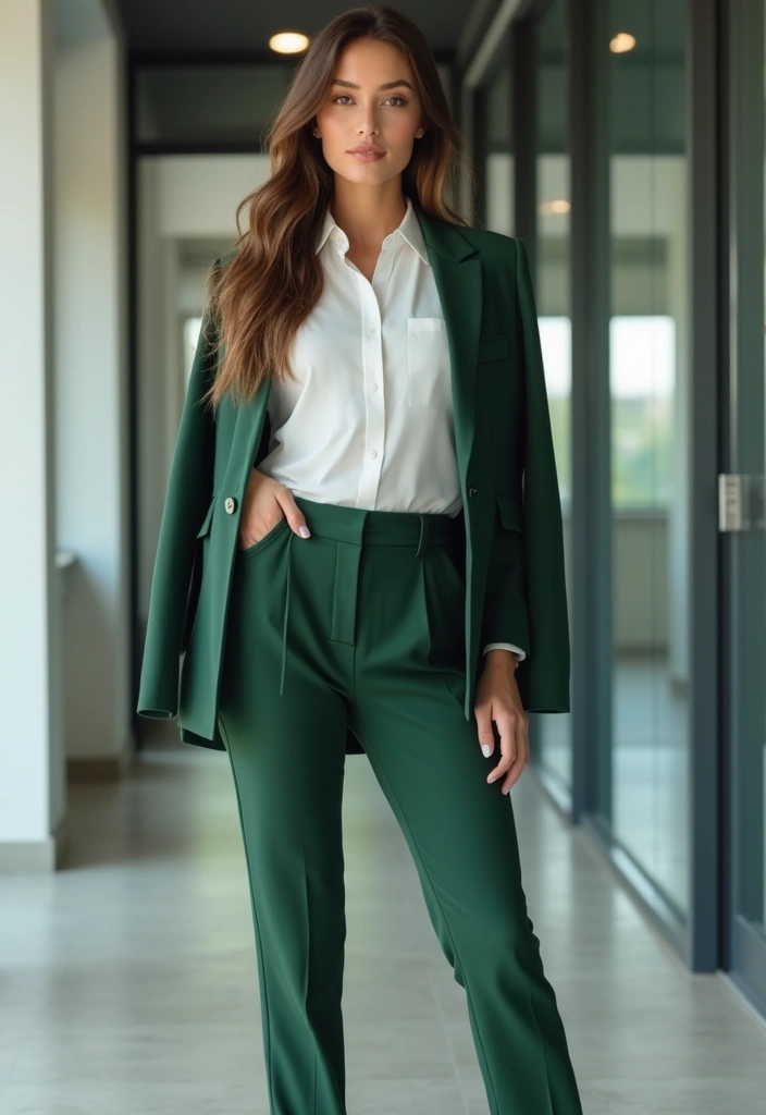 26 Trendy Pantalones Verdes Outfit Mujer To Refresh Your Closet - 12. Effortless Workwear Ensemble