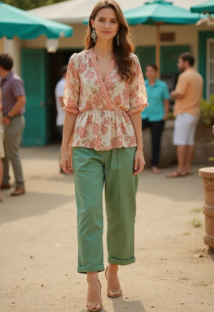 26 Trendy Pantalones Verdes Outfit Mujer To Refresh Your Closet - 16. Breezy Shift Dress Over Trousers