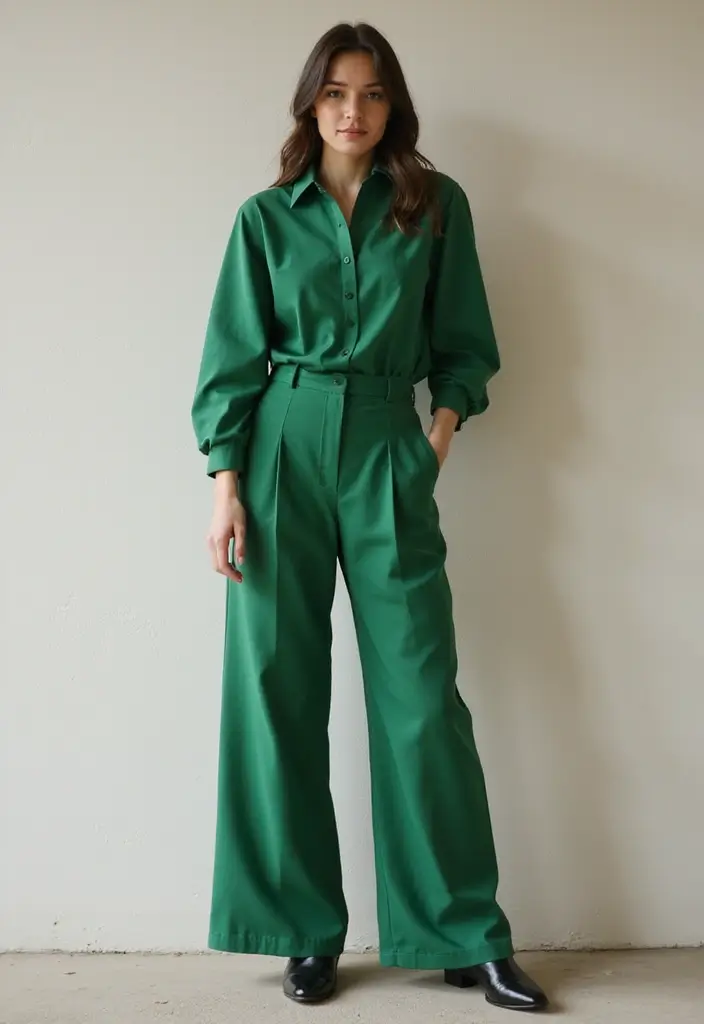 26 Trendy Pantalones Verdes Outfit Mujer To Refresh Your Closet - 7. Monochrome Green Look