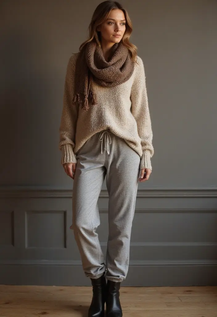 27 Chic Grey Pants Outfit To Copy Right Now - 2. Oversized Sweater and Grey Joggers
