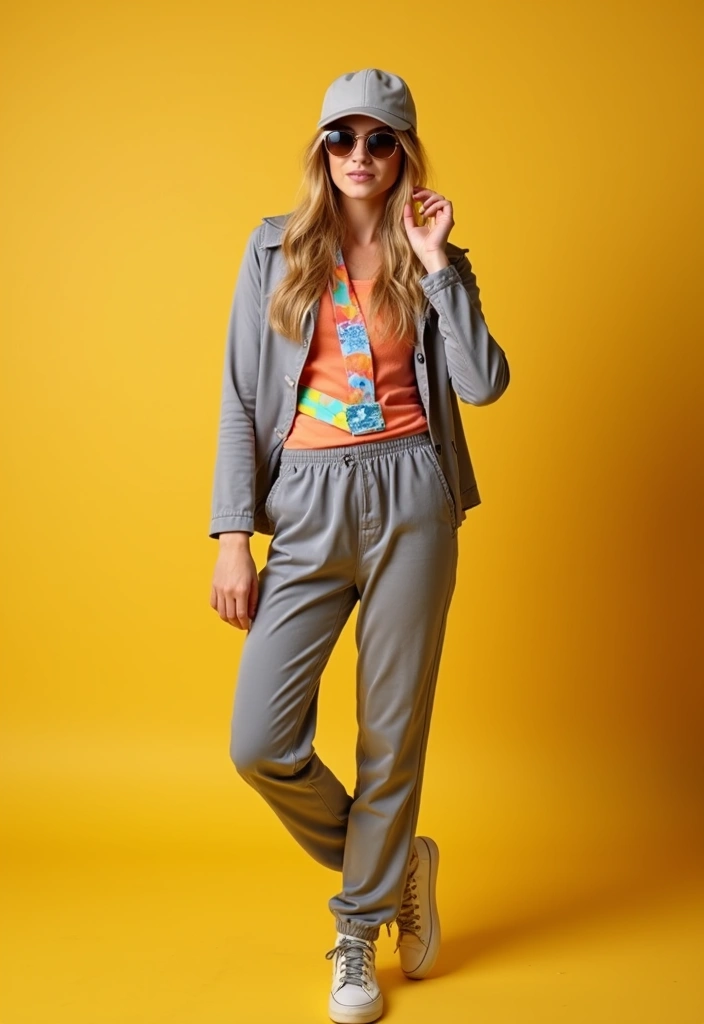 27 Chic Grey Pants Outfit To Copy Right Now - 20. Playful Accessories with Grey Pants