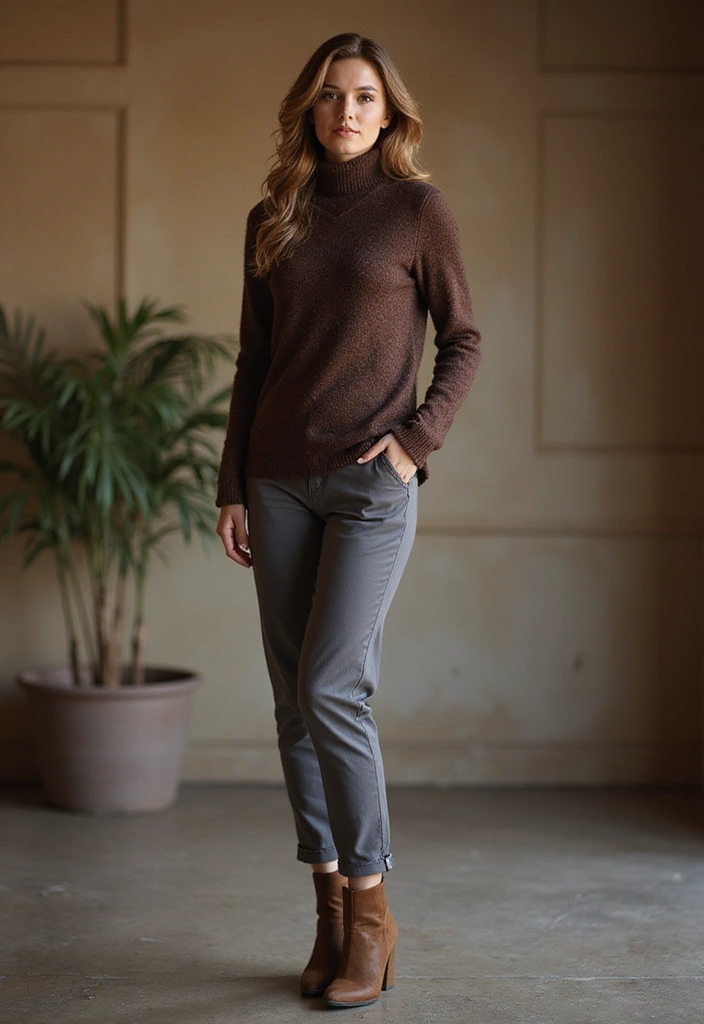 27 Chic Grey Pants Outfit To Copy Right Now - 8. Turtleneck and Tailored Grey Pants