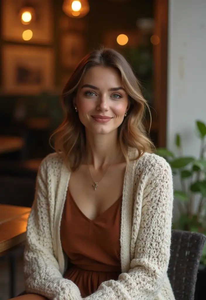 27 Cute Girl Aesthetic Outfit That Flatter Every Figure - 14. Cute Cardigan with a Midi Dress