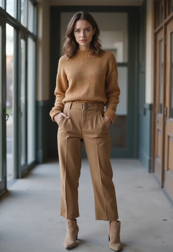27 Fresh Outfit Ideas Winter School Ideas You Need To Try - 18. High-Waisted Trousers