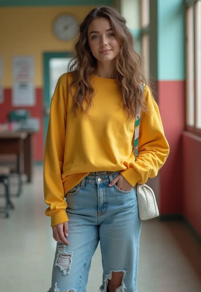 27 Fresh Outfit Ideas Winter School Ideas You Need To Try - 21. Retro Sweatshirts