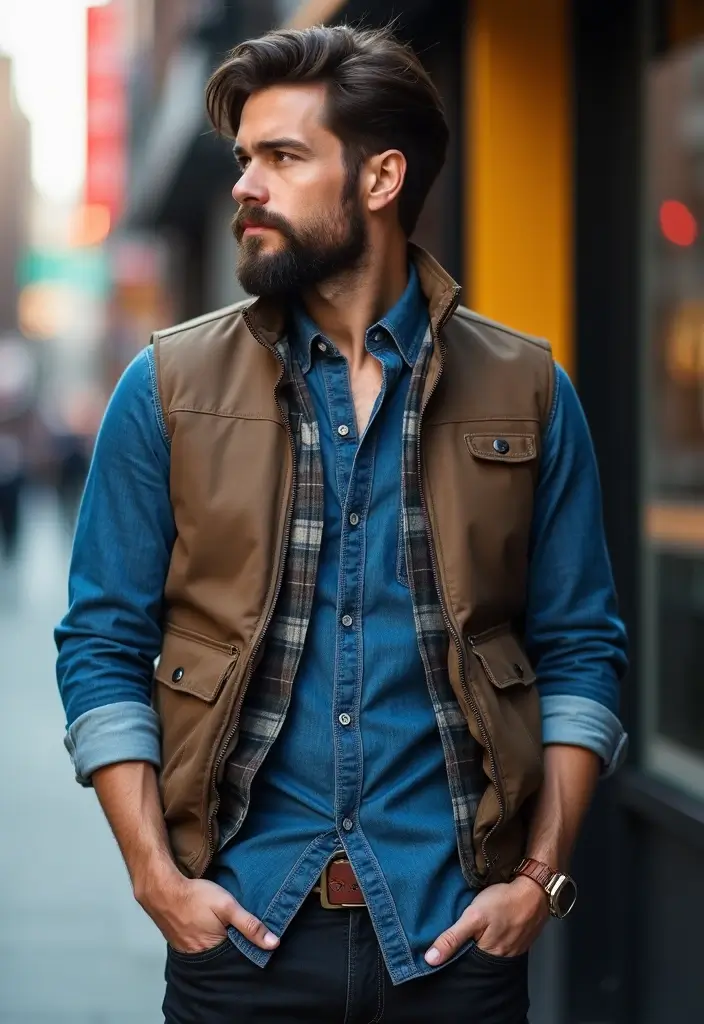27 Outfit Camisa Azul Hombre Styling Tips To Wear With Confidence - 11. Experiment with Layering