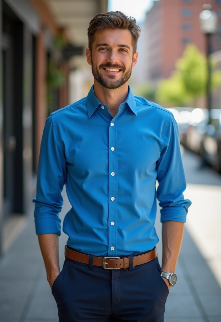 27 Outfit Camisa Azul Hombre Styling Tips To Wear With Confidence - 13. The Right Fit is Key