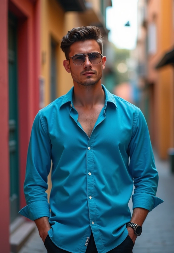 27 Outfit Camisa Azul Hombre Styling Tips To Wear With Confidence - 27. Reflect Personal Style