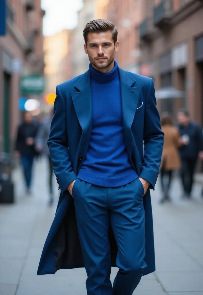 27 Outfit Camisa Azul Hombre Styling Tips To Wear With Confidence - 5. Embrace Monochromatic Looks