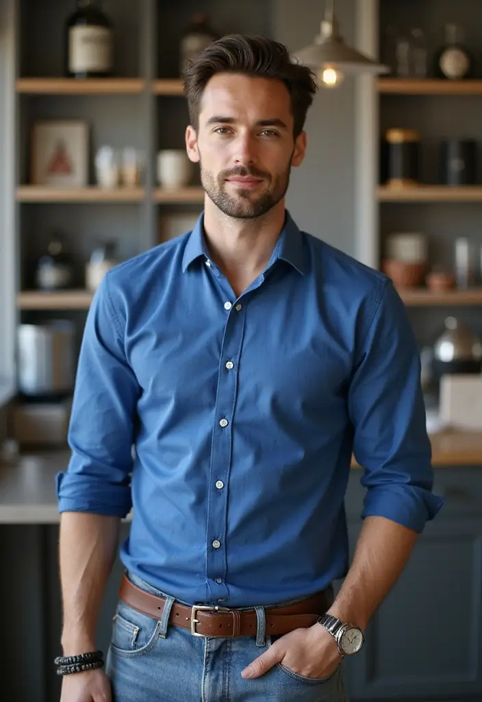 27 Outfit Camisa Azul Hombre Styling Tips To Wear With Confidence - 6. Use Accessories Wisely