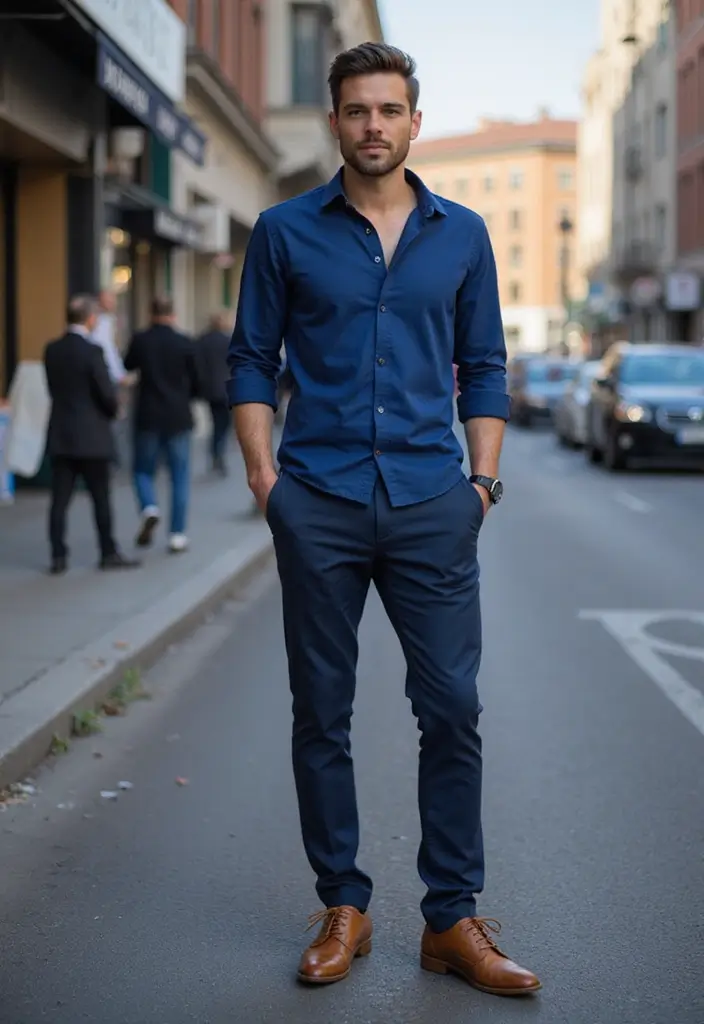 27 Outfit Camisa Azul Hombre Styling Tips To Wear With Confidence - 7. The Power of Footwear