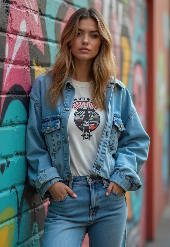 27 Outfit Gorditas Jovenes Inspirations For Real Life - 1. Chill Vibes in Oversized Denim Jackets