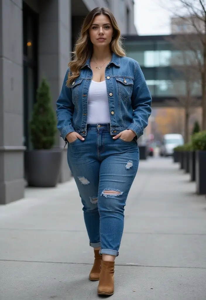 27 Outfit Gorditas Jovenes Inspirations For Real Life - 11. Denim on Denim: A Timeless Trend