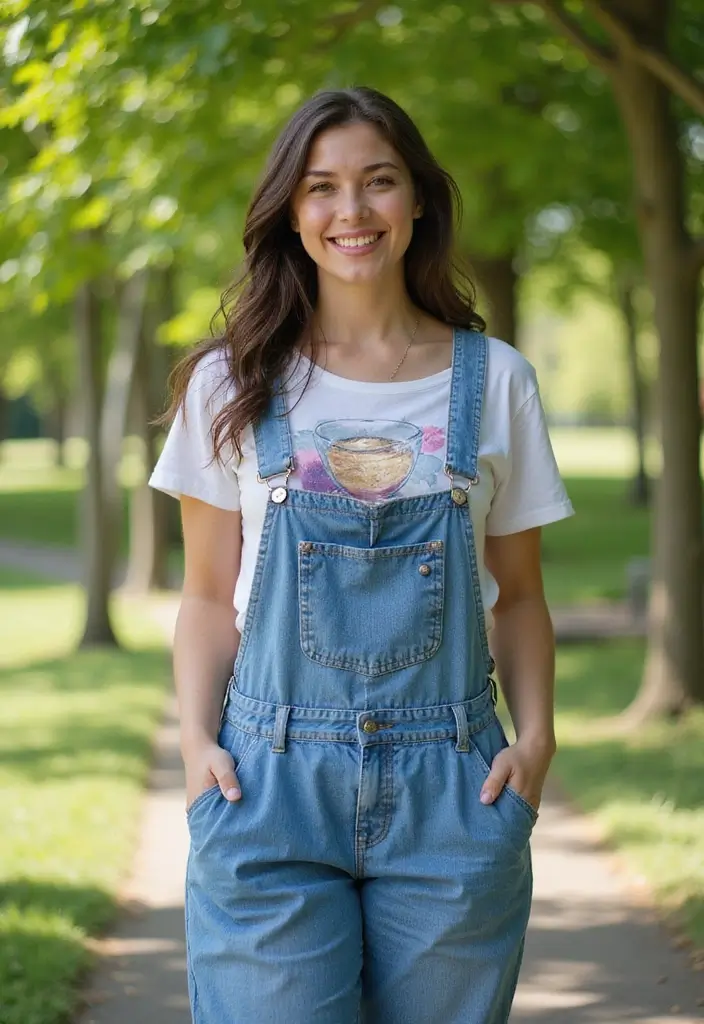 27 Outfit Gorditas Jovenes Inspirations For Real Life - 15. Relaxed Fit Overalls for an Edgy Look