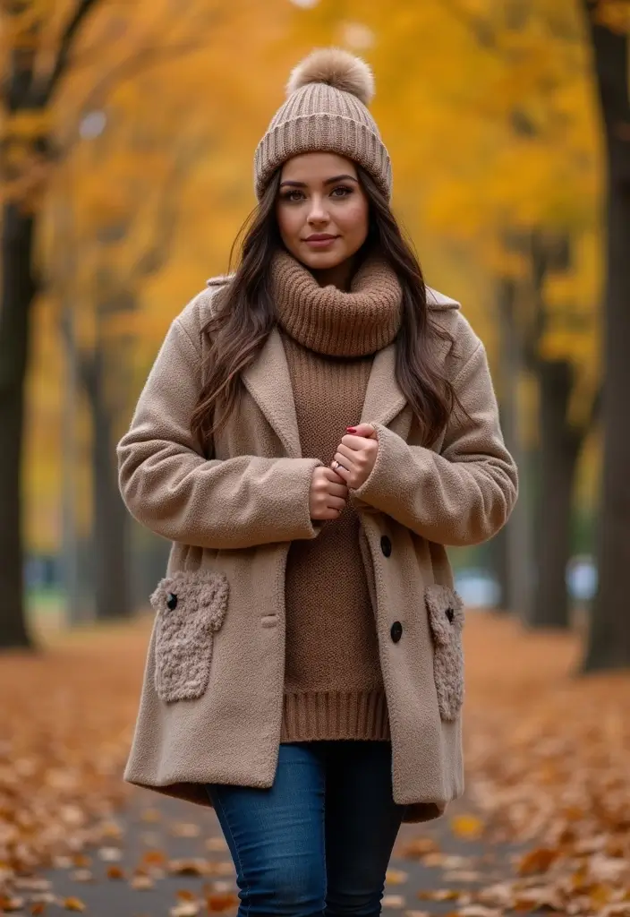 27 Outfit Gorditas Jovenes Inspirations For Real Life - 19. Seasonal Textures for Fall and Winter