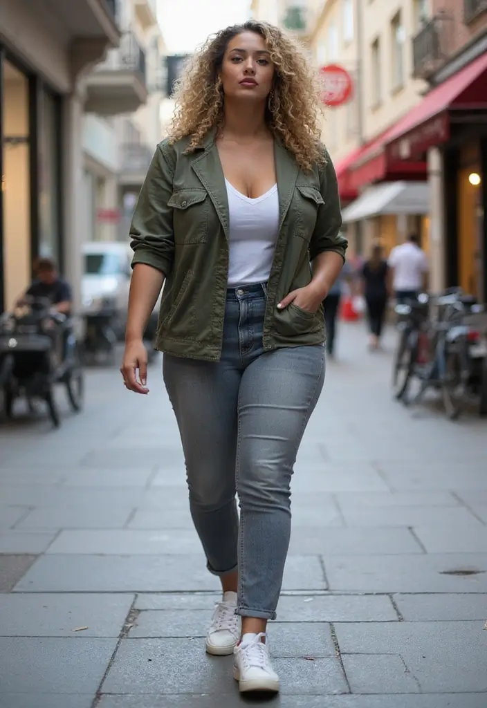 27 Outfit Gorditas Jovenes Inspirations For Real Life - 21. Classic White Sneakers for Every Outfit