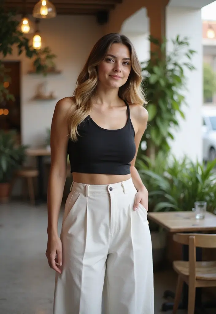27 Outfit Gorditas Jovenes Inspirations For Real Life - 9. The Perfect Pair: Culottes and Crop Tops