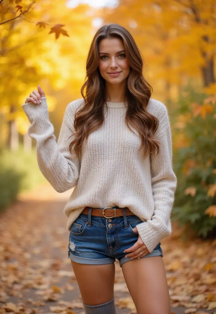 27 Stylish Leg Warmers Outfit For Every Occasion - 25. Casual Day with Denim Shorts