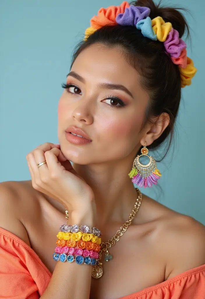 27 Trendy 90er Outfit Mottoparty Frauen To Refresh Your Closet - 13. Colorful Accessories Galore