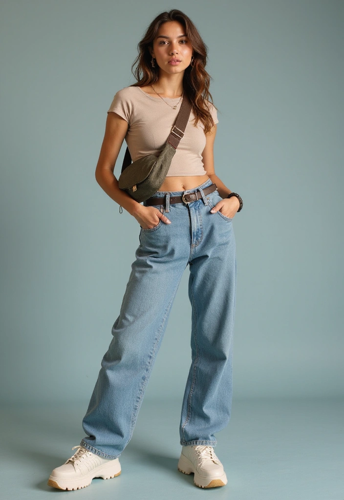 27 Trendy 90er Outfit Mottoparty Frauen To Refresh Your Closet - 5. Baggy Jeans and Crop Tops