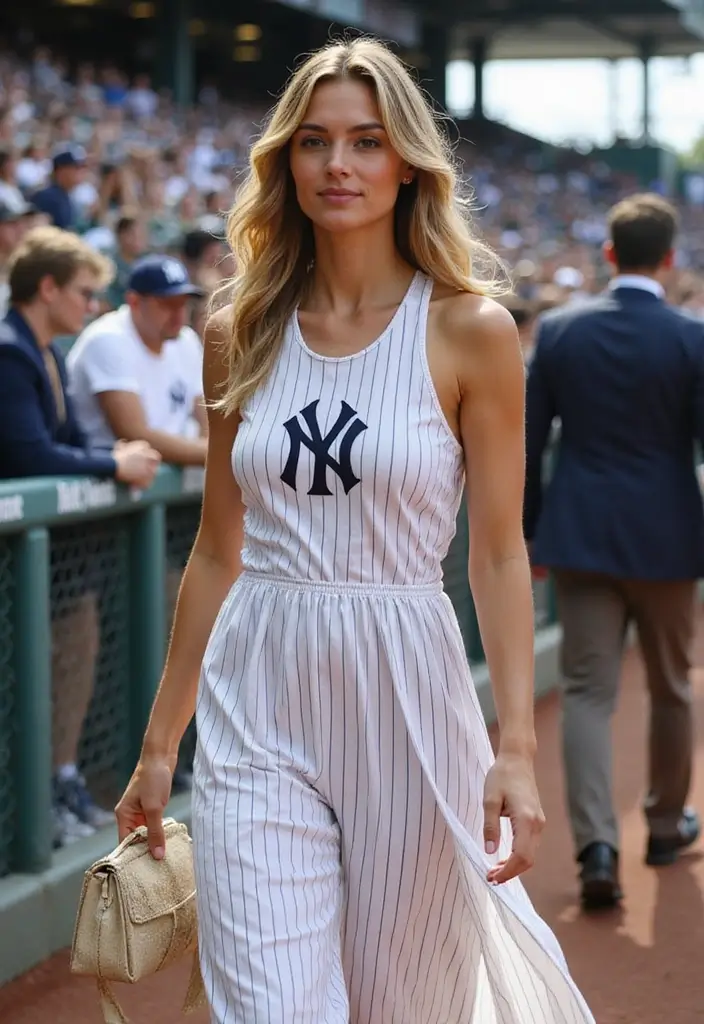 27 Trendy Yankees Game Outfit To Refresh Your Closet - 10. Breezy Maxi Dress with Yankees Flair