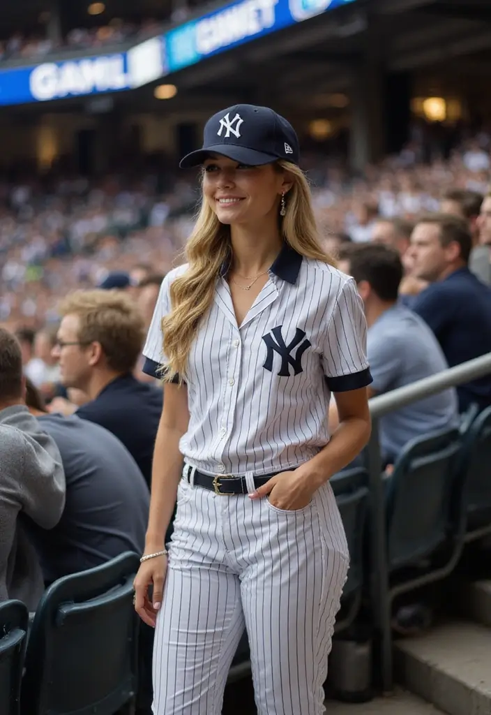 27 Trendy Yankees Game Outfit To Refresh Your Closet - 15. Casual Jumpsuit with Yankees Accents