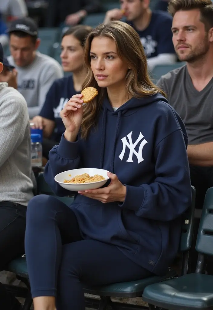 27 Trendy Yankees Game Outfit To Refresh Your Closet - 3. Oversized Yankees Hoodie and Leggings
