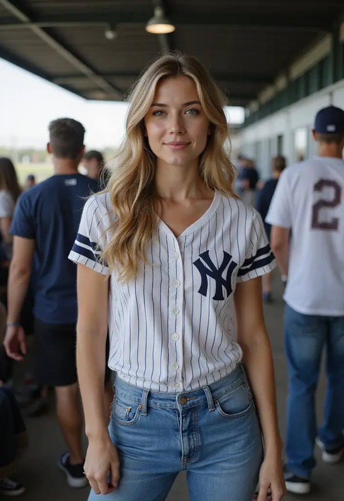 27 Trendy Yankees Game Outfit To Refresh Your Closet - 4. Vintage Jeans and Team Tee Combo