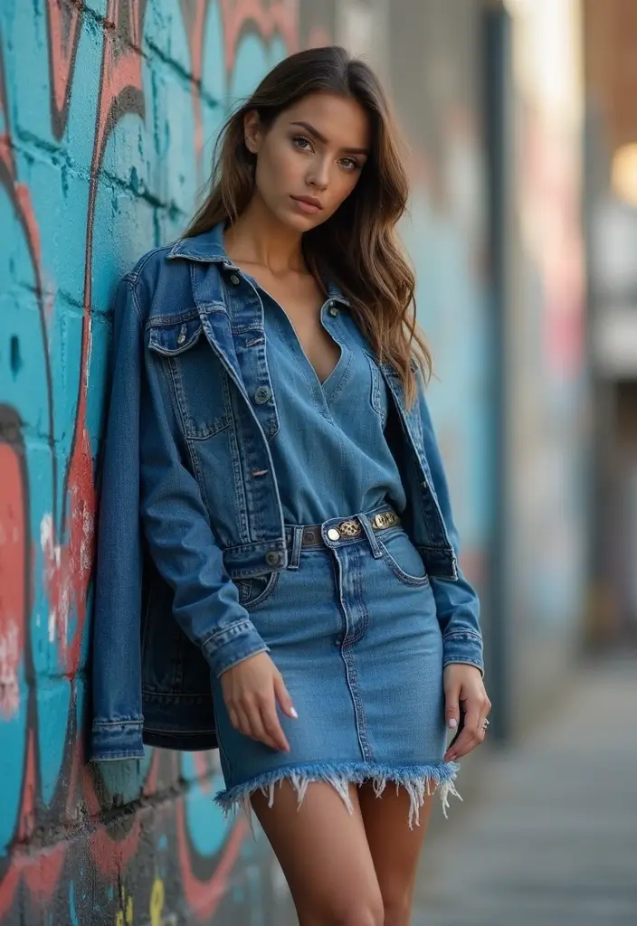 28 Fresh Mini Skirt Outfit Ideas for Black Women You Need to Try - 11. Layered Denim