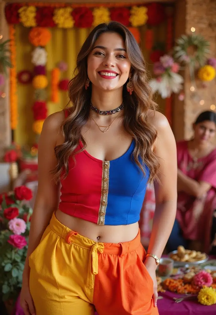 28 Haldi Outfit Ideas That Feel Effortless - 17. Color-Blocked Ensemble