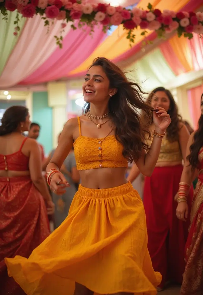 28 Haldi Outfit Ideas That Feel Effortless - 19. Eco-Friendly Cropped Top and Skirt