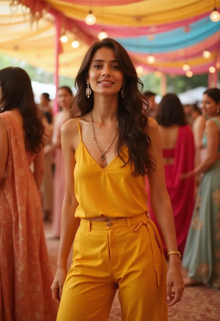 28 Haldi Outfit Ideas That Feel Effortless - 20. Stylish Layered Look